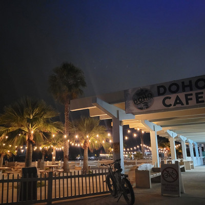 Doho Cafe at night in California